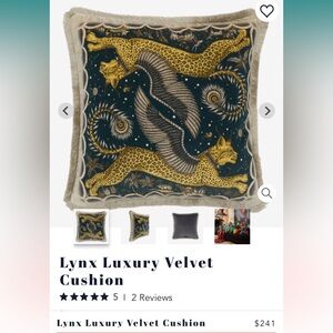 Luxury Velvet Cushion - Blue and Gold